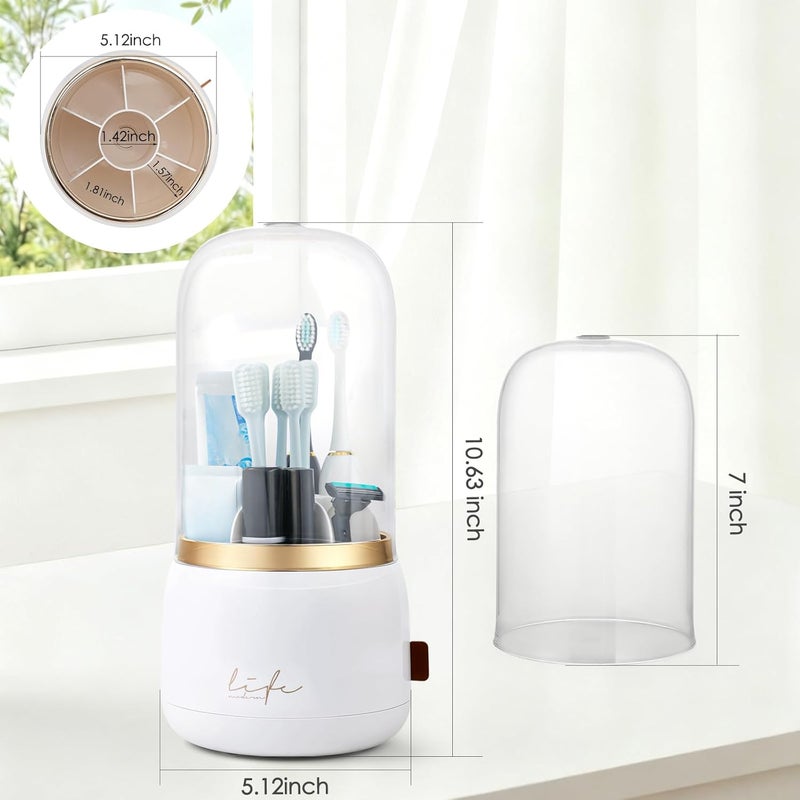 Forest Angle Toothbrush Holders for Bathrooms,Rotating 7-Slot with Cover and Draining Water,Kids Electric Toothbrush Holder and Toothpaste Stand Storage for Bathroom Accessories Counter Organizer Vanity - Image 5